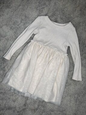 Cat & Jack Ivory Knit Bodice with Tulle Skirt Girls Dress